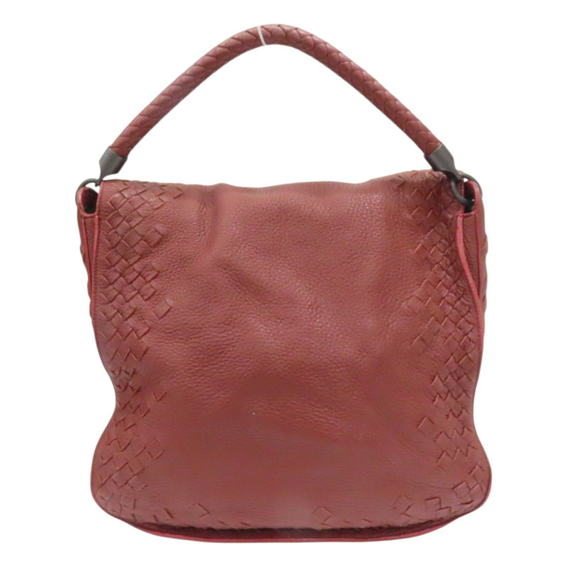 紅色 編織牛皮 單肩包-1