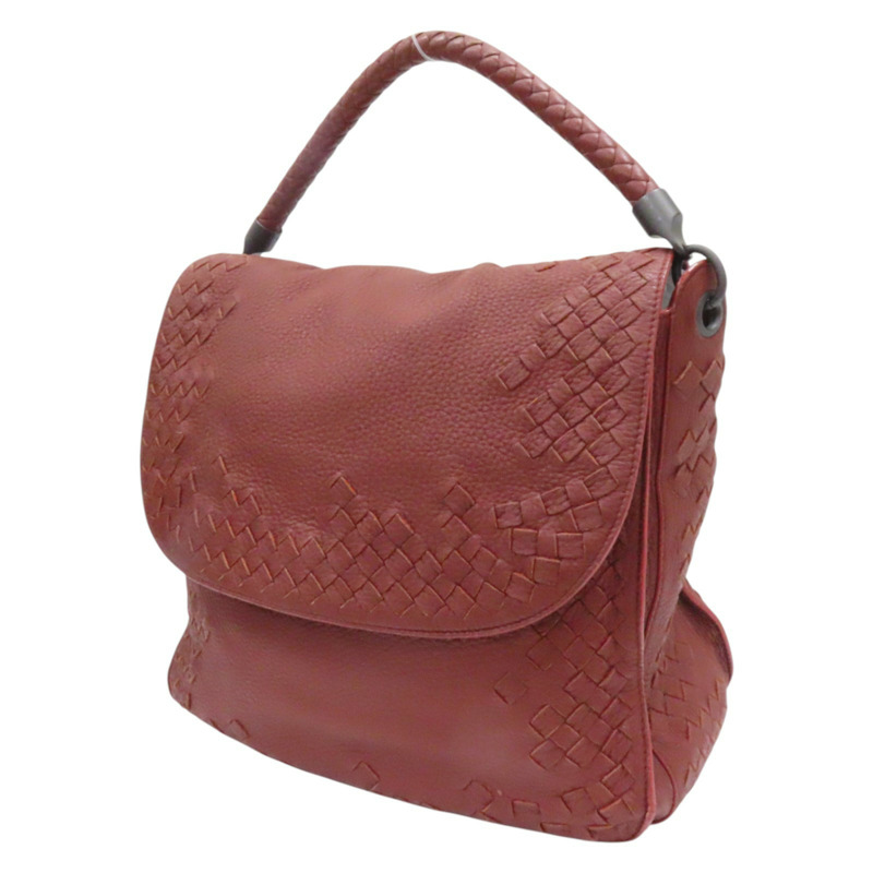 紅色 編織牛皮 單肩包-2