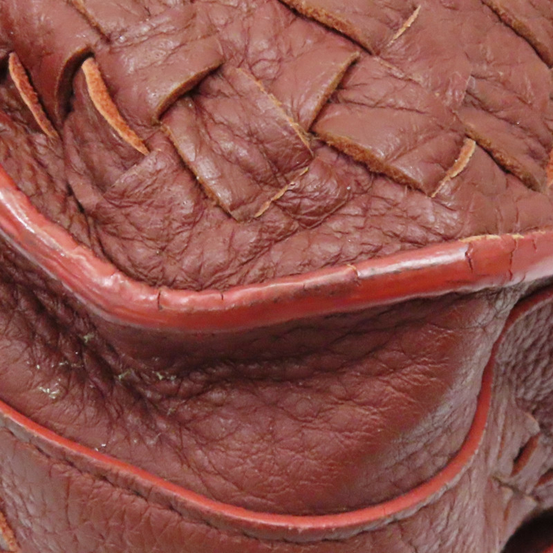 紅色 編織牛皮 單肩包-10