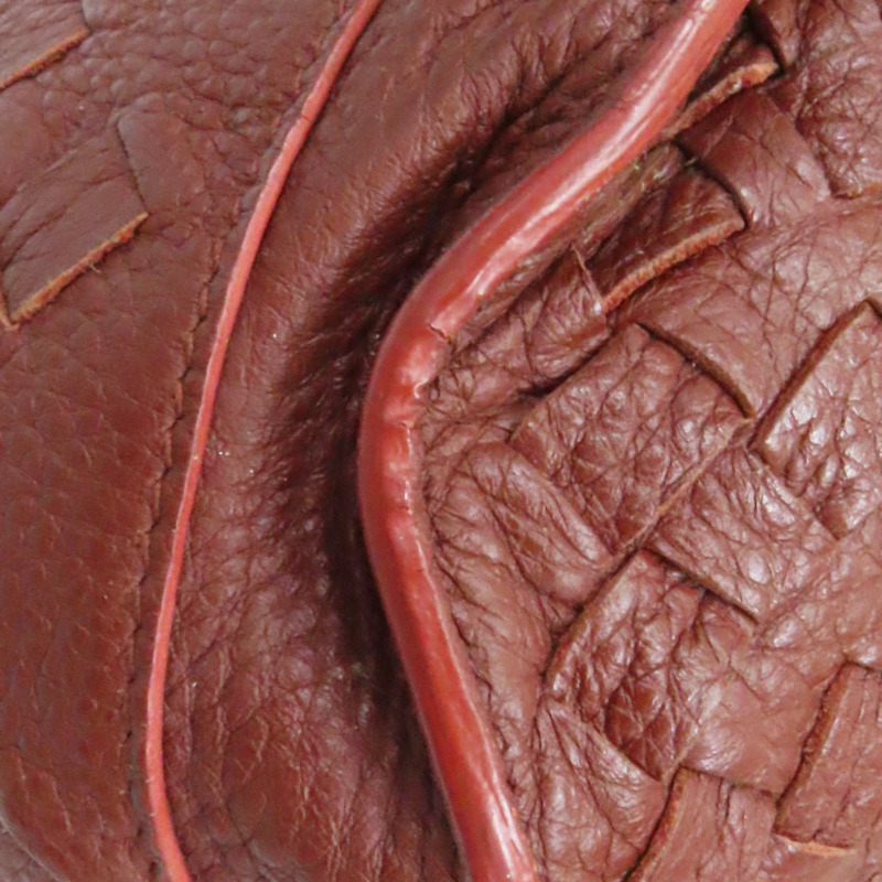 紅色 編織牛皮 單肩包-12