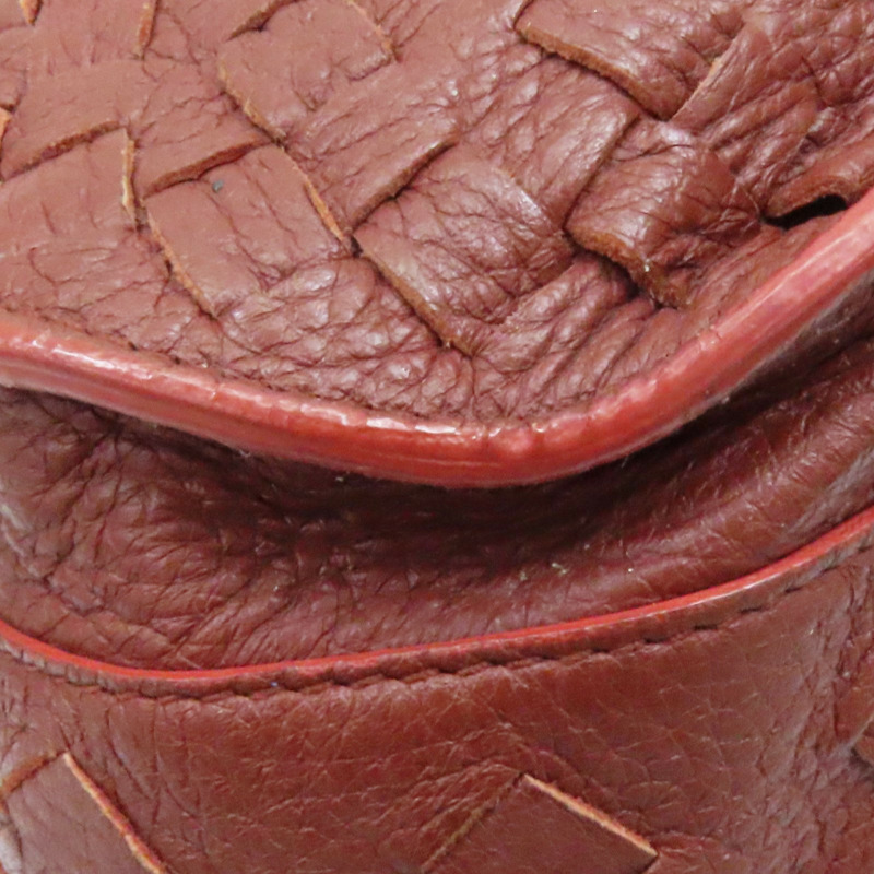 紅色 編織牛皮 單肩包-13