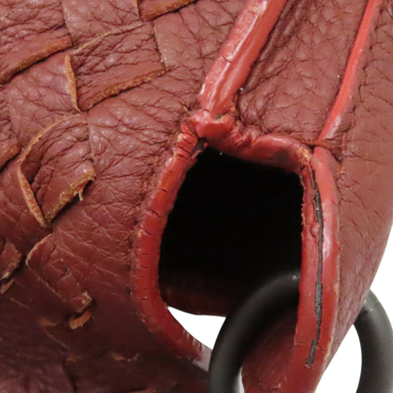 紅色 編織牛皮 單肩包-16