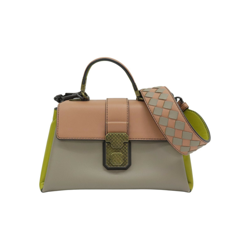 粉膚色/黃色/灰色 牛皮 Mini Piazza 肩背包-0