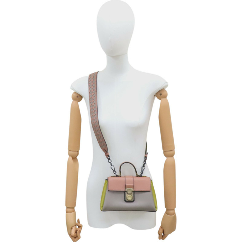 粉膚色/黃色/灰色 牛皮 Mini Piazza 肩背包-9