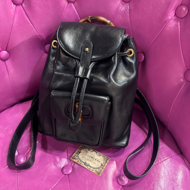 Gucci 竹節後背包/牛皮/王吉娜古董精品-1