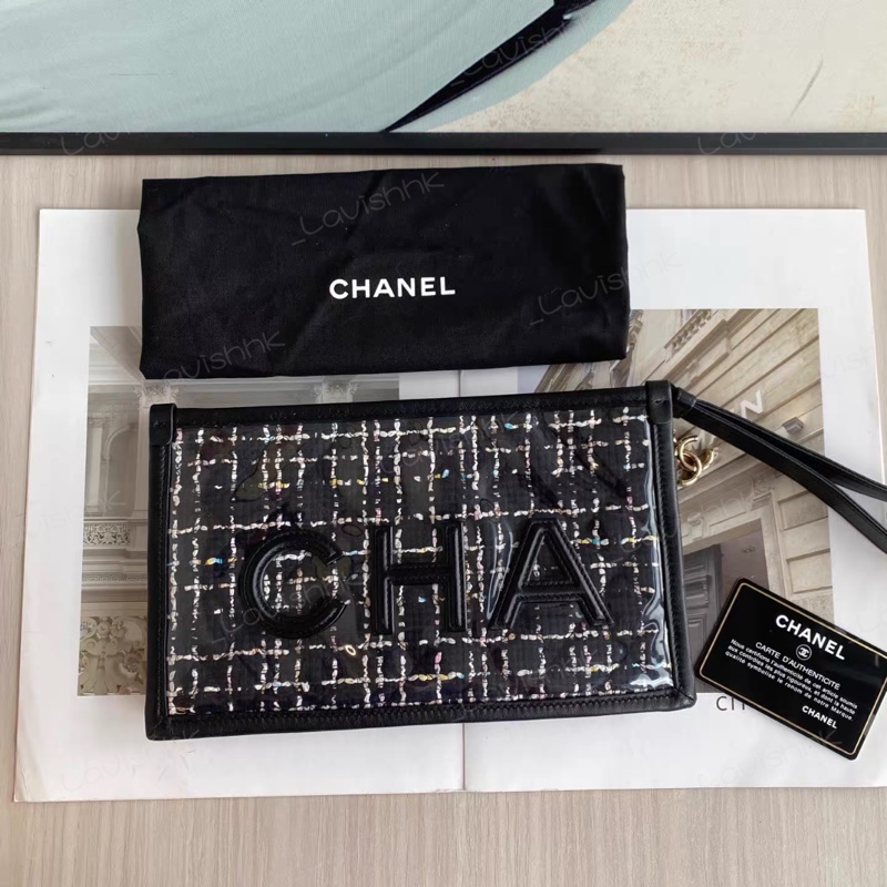 CHANEL PVC 編織毛格紋 手提包-0