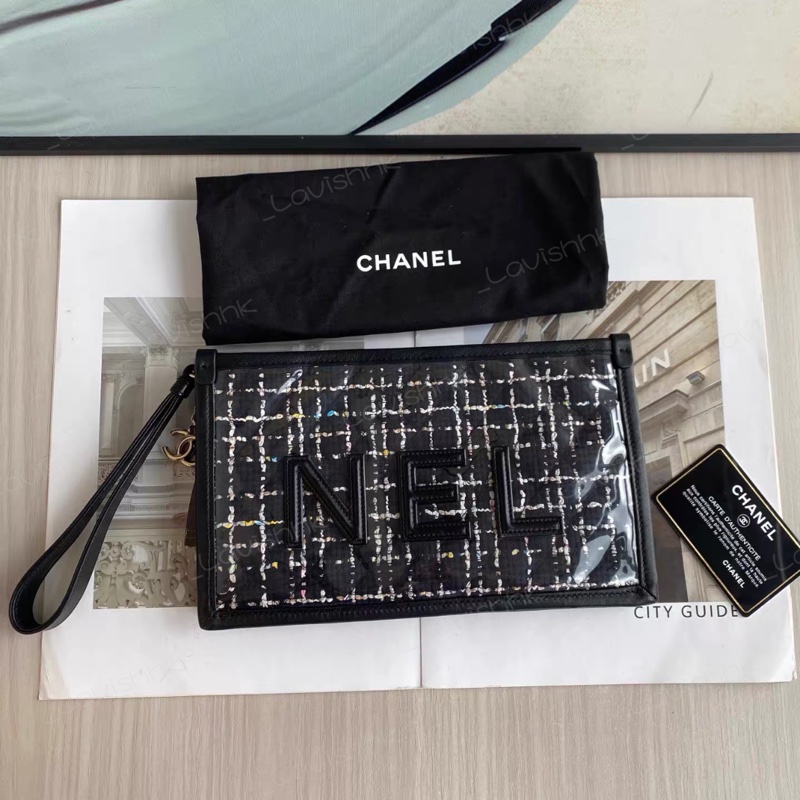 CHANEL PVC 編織毛格紋 手提包-1