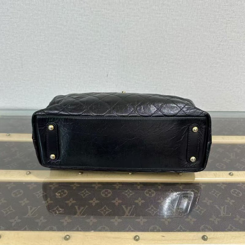 CHANEL 黑金牛皮珍珠魚皮手提托特包 31*15*10 98新配件塵袋-4