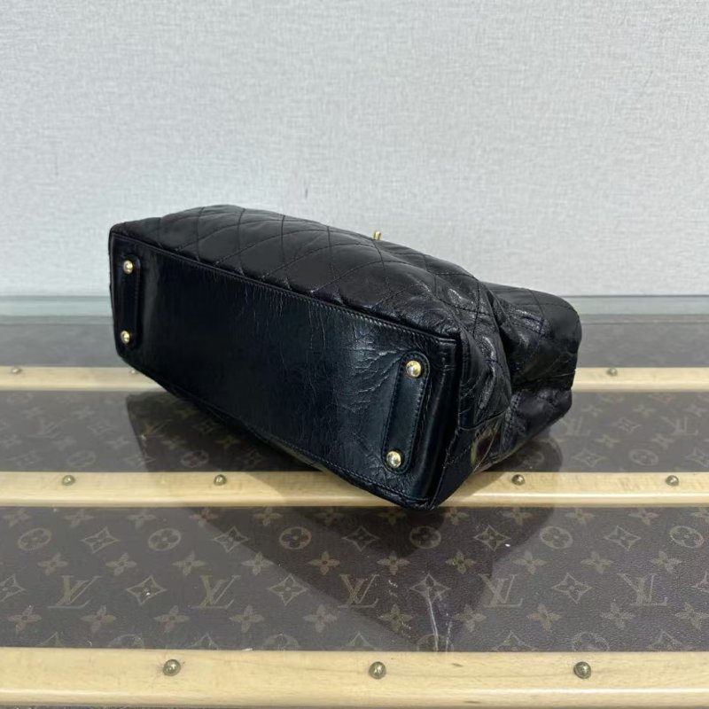 CHANEL 黑金牛皮珍珠魚皮手提托特包 31*15*10 98新配件塵袋-5