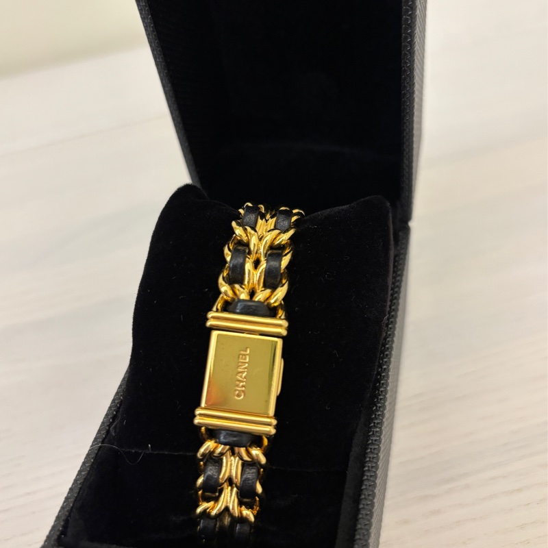 Chanel PREMIÈRE 腕錶/金色皮穿鍊/八角石英/M號/首映錶-1