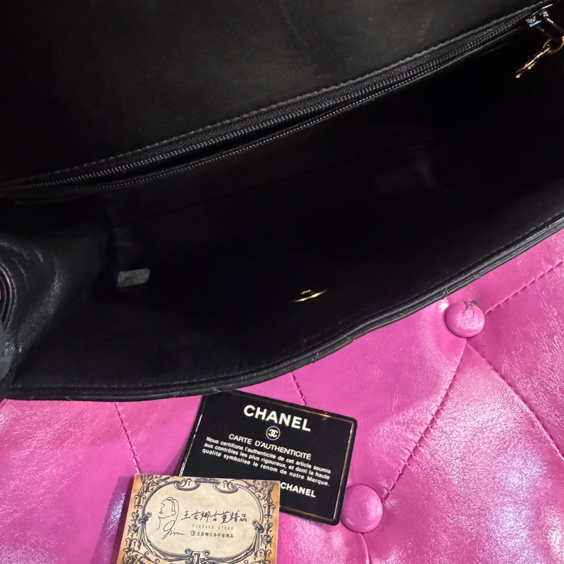 Chanel 黑金大方胖包/山羊皮/王吉娜古董精品-9