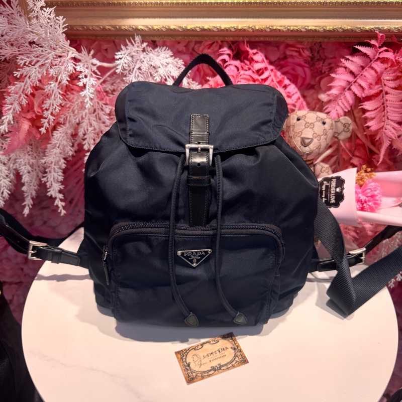 Prada深藍色後背包/王吉娜古董精品-0