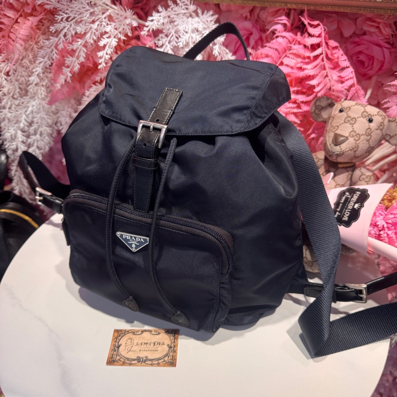 Prada深藍色後背包/王吉娜古董精品-2