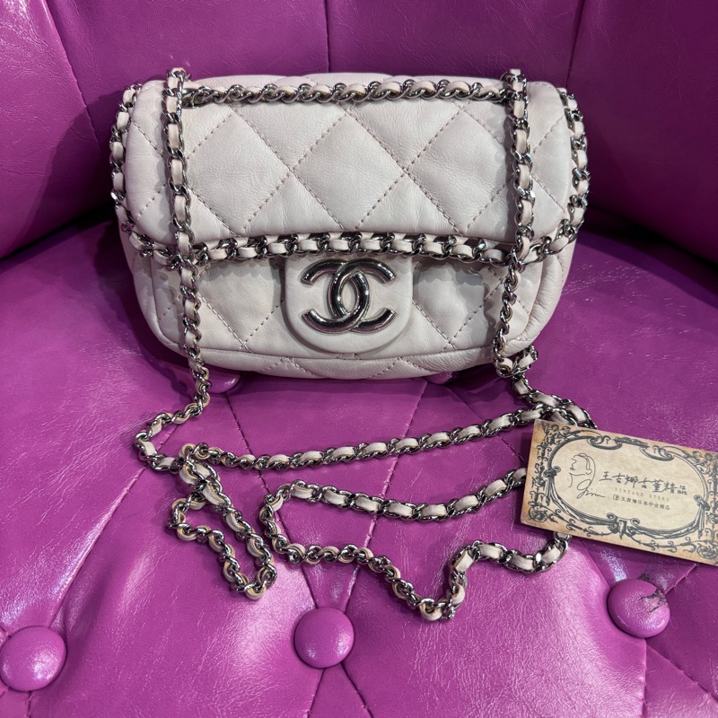 Chanel 迷你奶白鏈條包/王吉娜古董精品-0