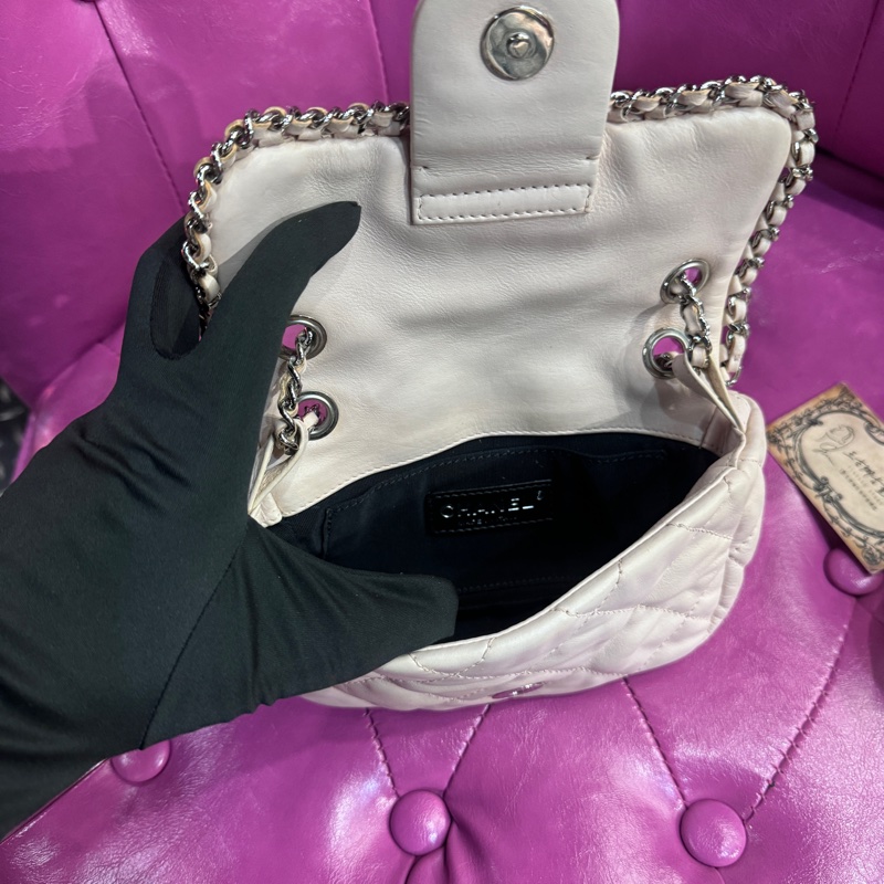 Chanel 迷你奶白鏈條包/王吉娜古董精品-7