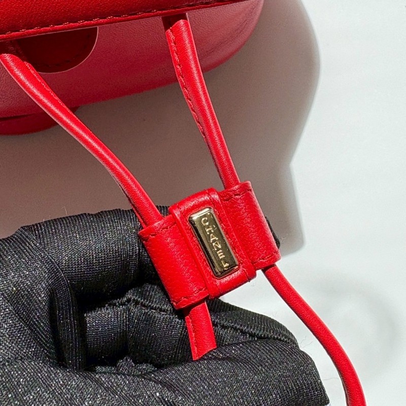 Chanel 金鍊紅牛皮束口小後背包-7