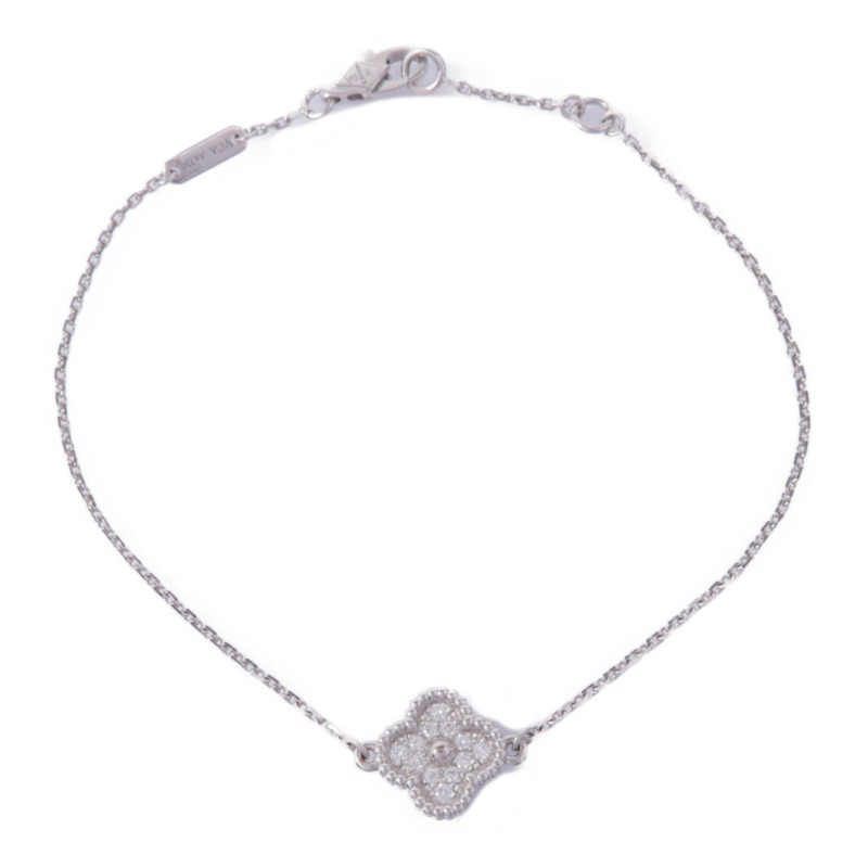 Van Cleef & Arpels 18K白金Sweet Alhambra Bracelet鑽石手鏈-0