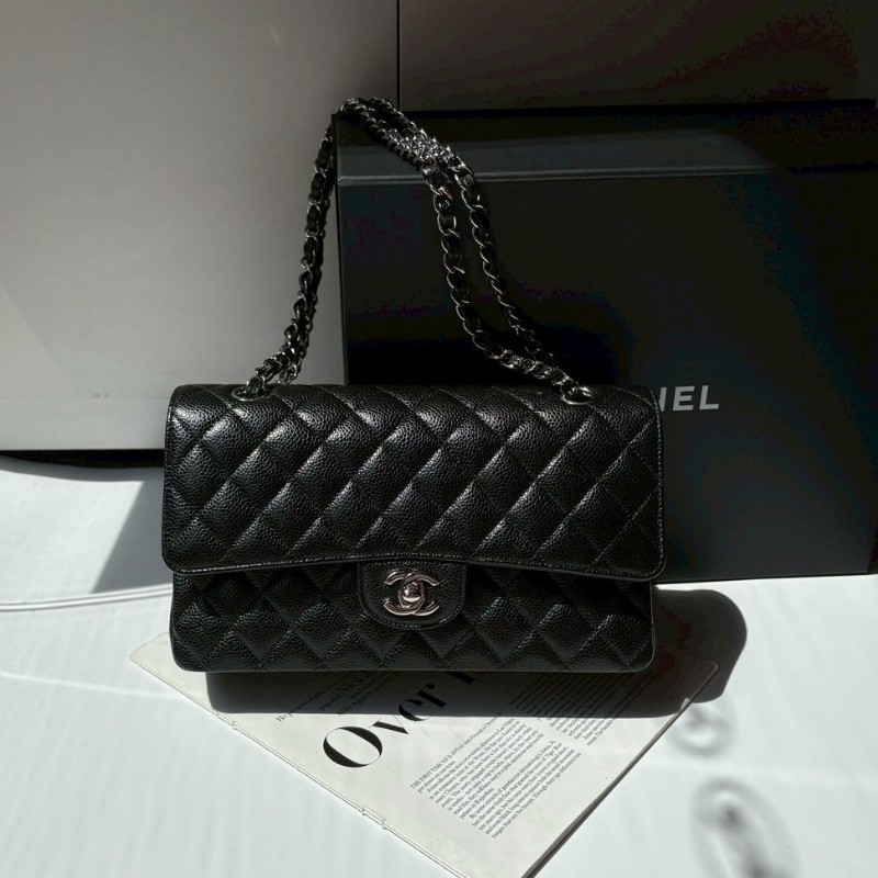 Chanel 銀鍊黑荔枝皮CF25-0