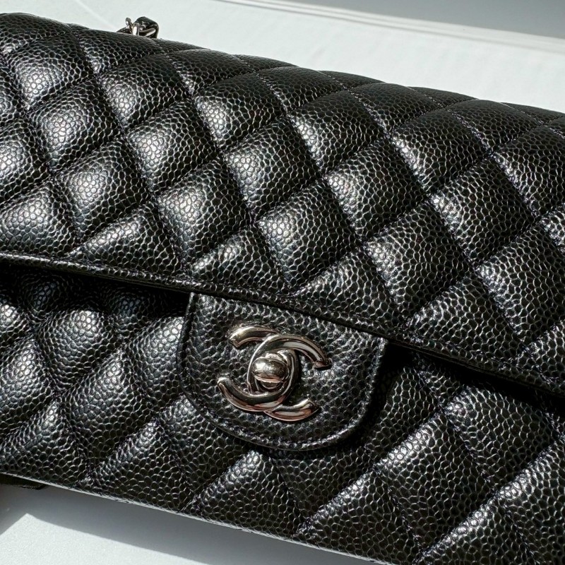 Chanel 銀鍊黑荔枝皮CF25-1