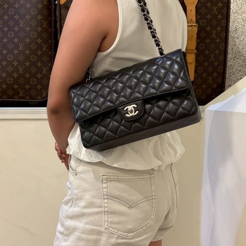 Chanel 銀鍊黑荔枝皮CF25-3