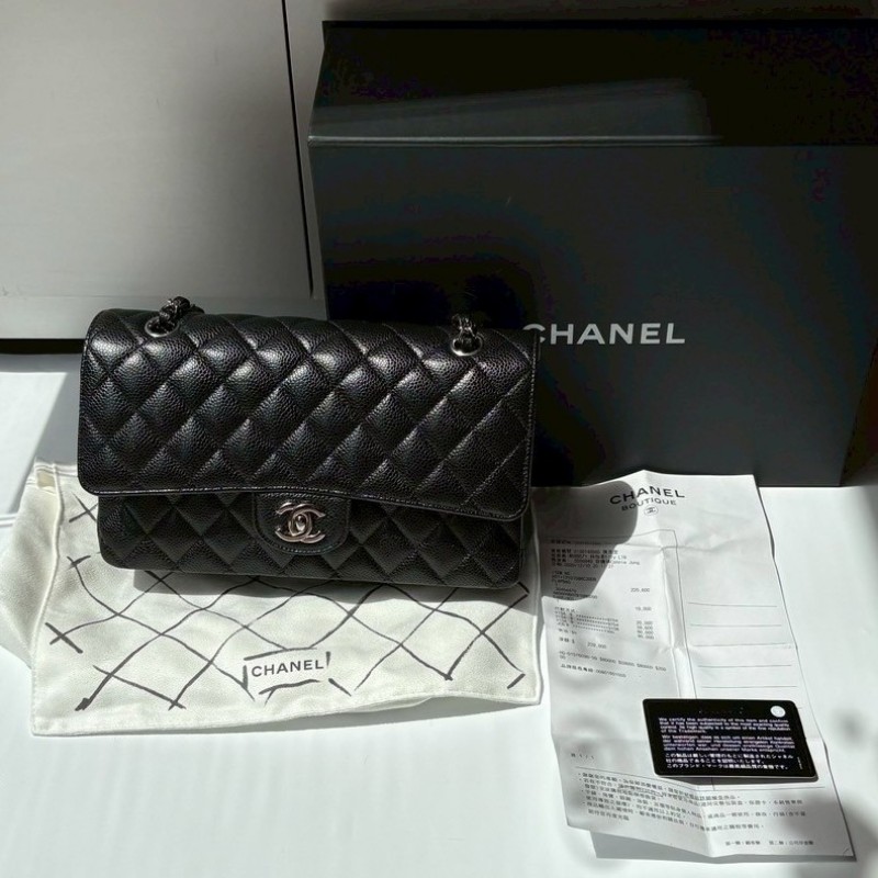 Chanel 銀鍊黑荔枝皮CF25-4