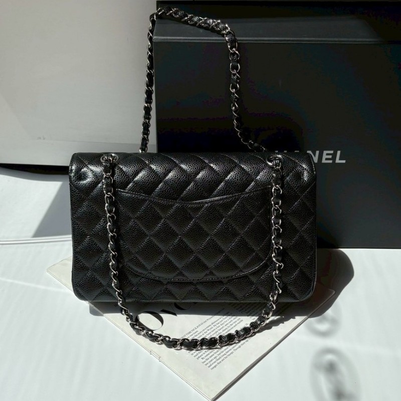 Chanel 銀鍊黑荔枝皮CF25-6