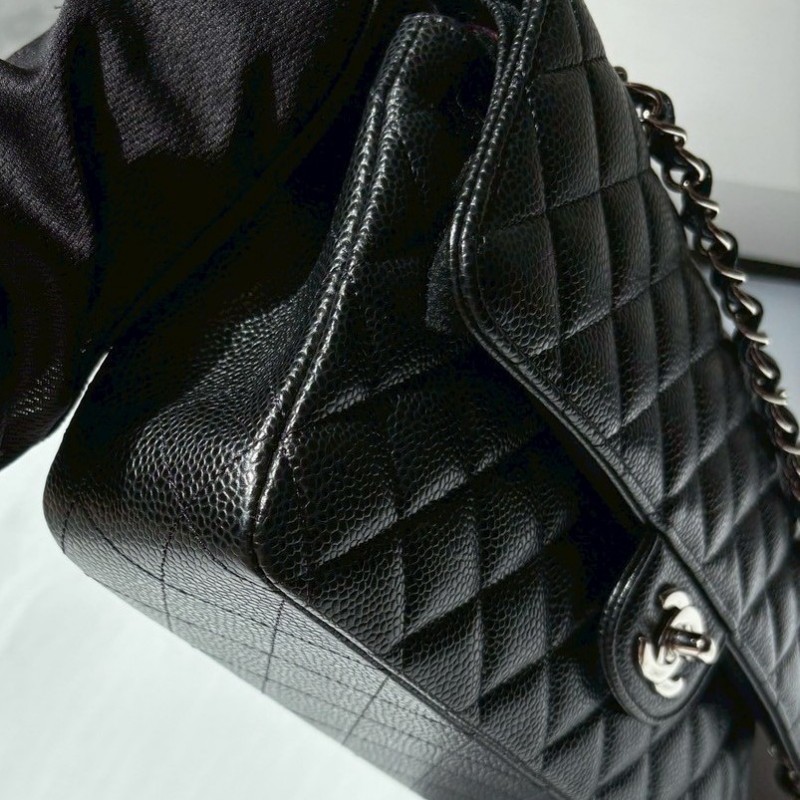 Chanel 銀鍊黑荔枝皮CF25-14