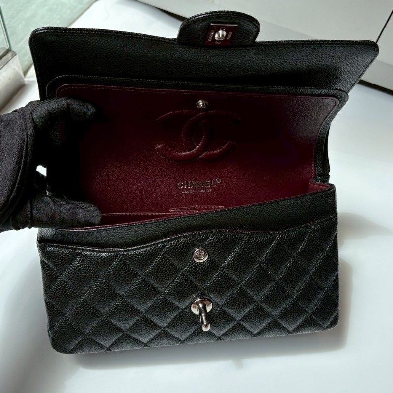 Chanel 銀鍊黑荔枝皮CF25-16