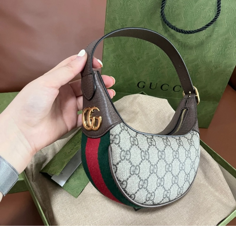 GUCCI古馳 Ophidia 復古老花Logo 帆布拼皮 腋下包手提單肩包 迷你 女款-0