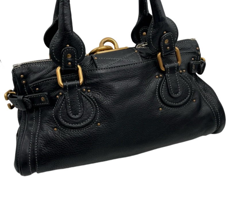 「JL精品代購」97新 Chloe黑金帕丁頓鎖頭包Paddington機車包-4