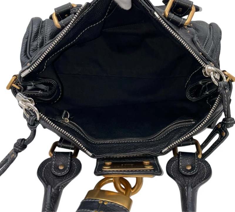 「JL精品代購」97新 Chloe黑金帕丁頓鎖頭包Paddington機車包-5