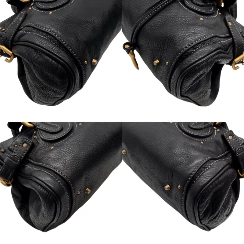 「JL精品代購」97新 Chloe黑金帕丁頓鎖頭包Paddington機車包-7