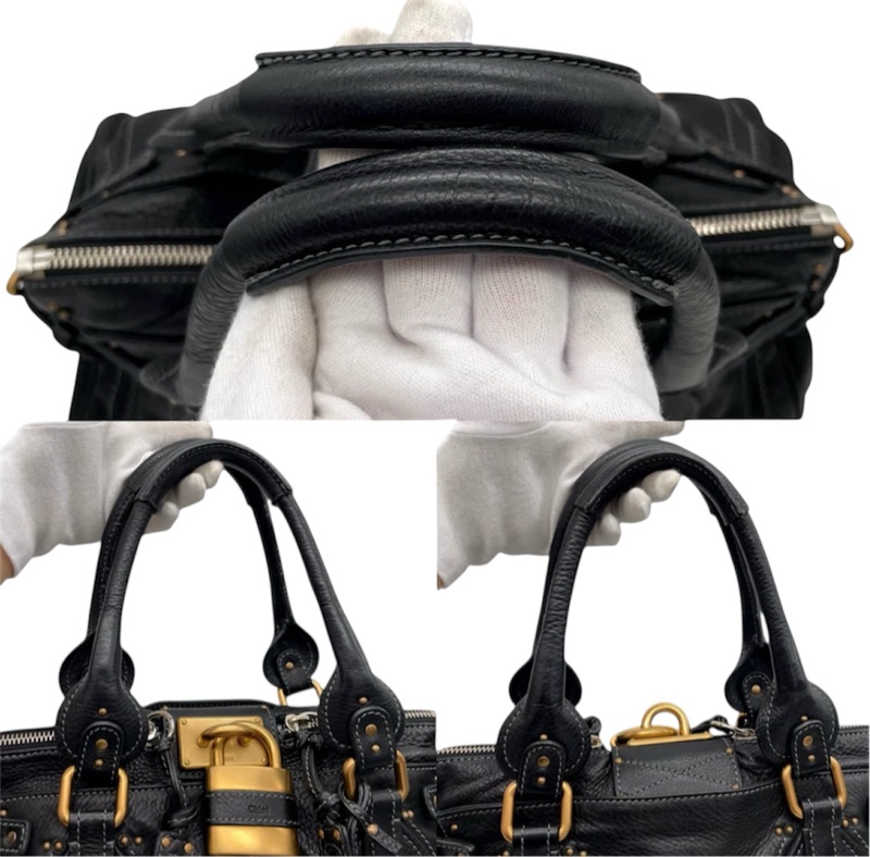 「JL精品代購」97新 Chloe黑金帕丁頓鎖頭包Paddington機車包-9