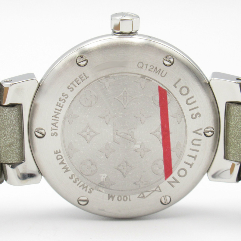 Louis Vuitton Tambour Disc PM 腕錶，不鏽鋼搭配皮革錶帶，女士，灰色，Q12MU-4
