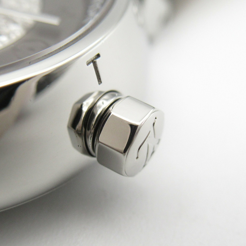 Louis Vuitton Tambour Disc PM 腕錶，不鏽鋼搭配皮革錶帶，女士，灰色，Q12MU-5