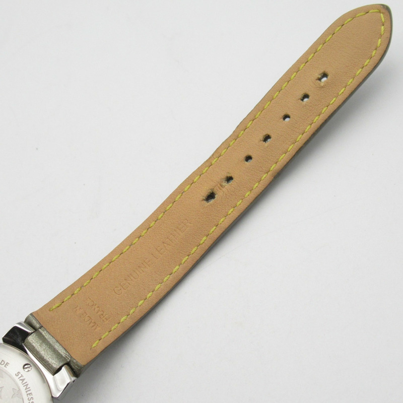 Louis Vuitton Tambour Disc PM 腕錶，不鏽鋼搭配皮革錶帶，女士，灰色，Q12MU-12