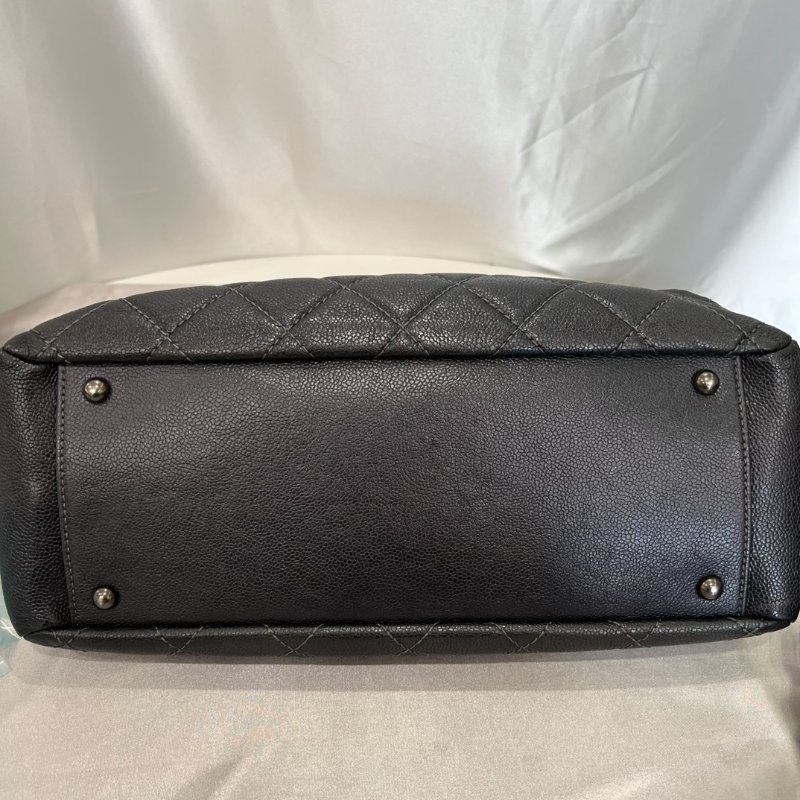 CHANEL 10開 深藍荔枝牛皮單肩托特包-2