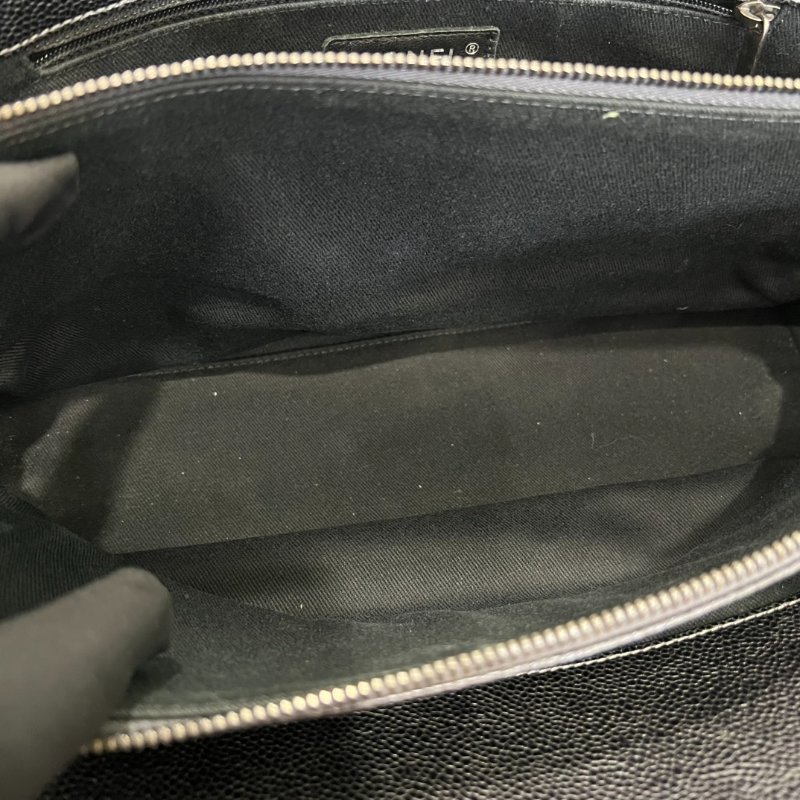 CHANEL 10開 深藍荔枝牛皮單肩托特包-4