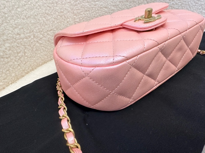 全新CHANEL 24C手柄鏈條包 珠光粉色 專櫃帶票 芯片款元寶包-2
