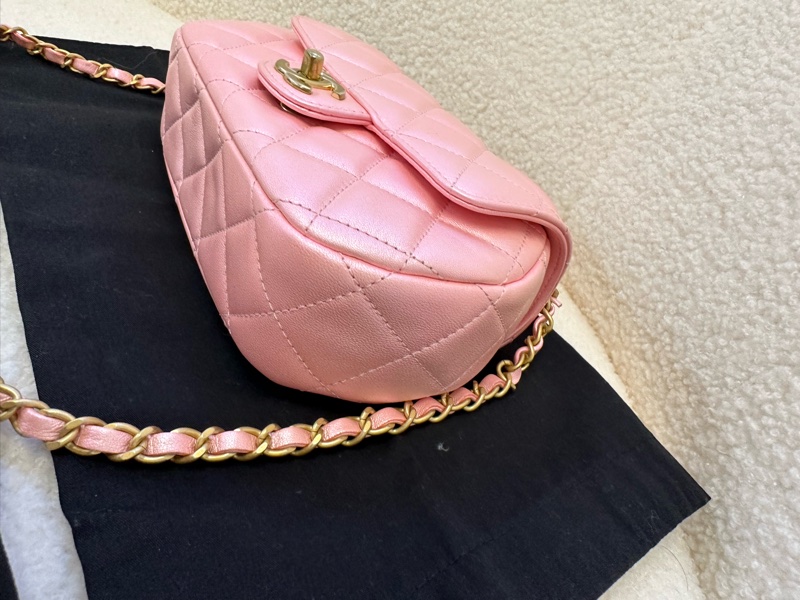 全新CHANEL 24C手柄鏈條包 珠光粉色 專櫃帶票 芯片款元寶包-3