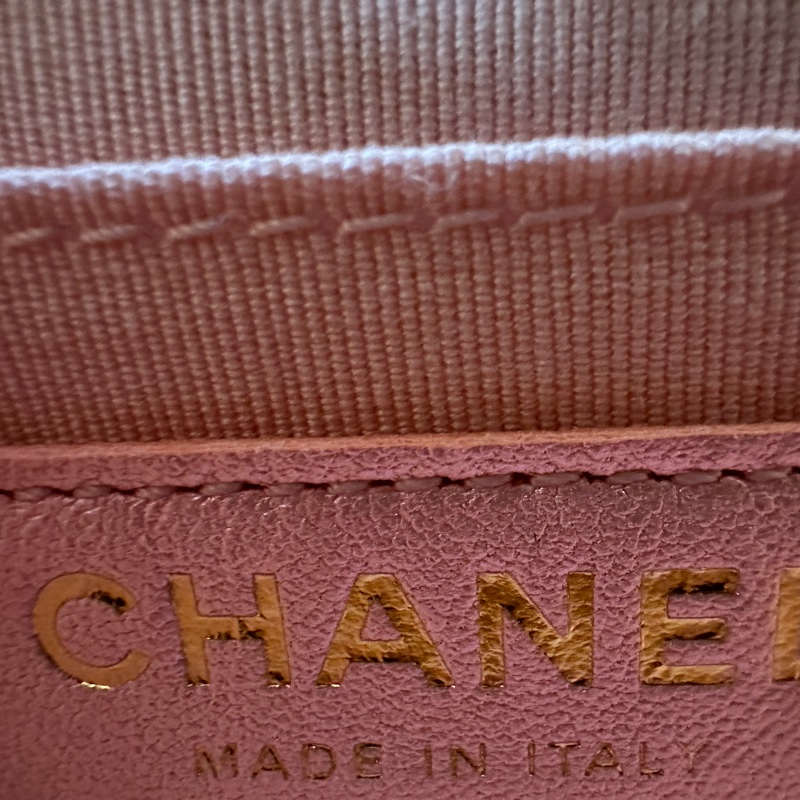 全新CHANEL 24C手柄鏈條包 珠光粉色 專櫃帶票 芯片款元寶包-7