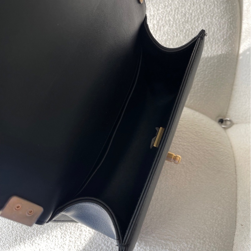 Chanel Boy20黑金牛皮晶片-8