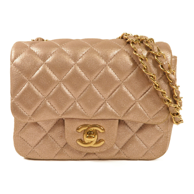 CHANEL 羊皮皮革Mini Classic 17金扣肩背袋-0