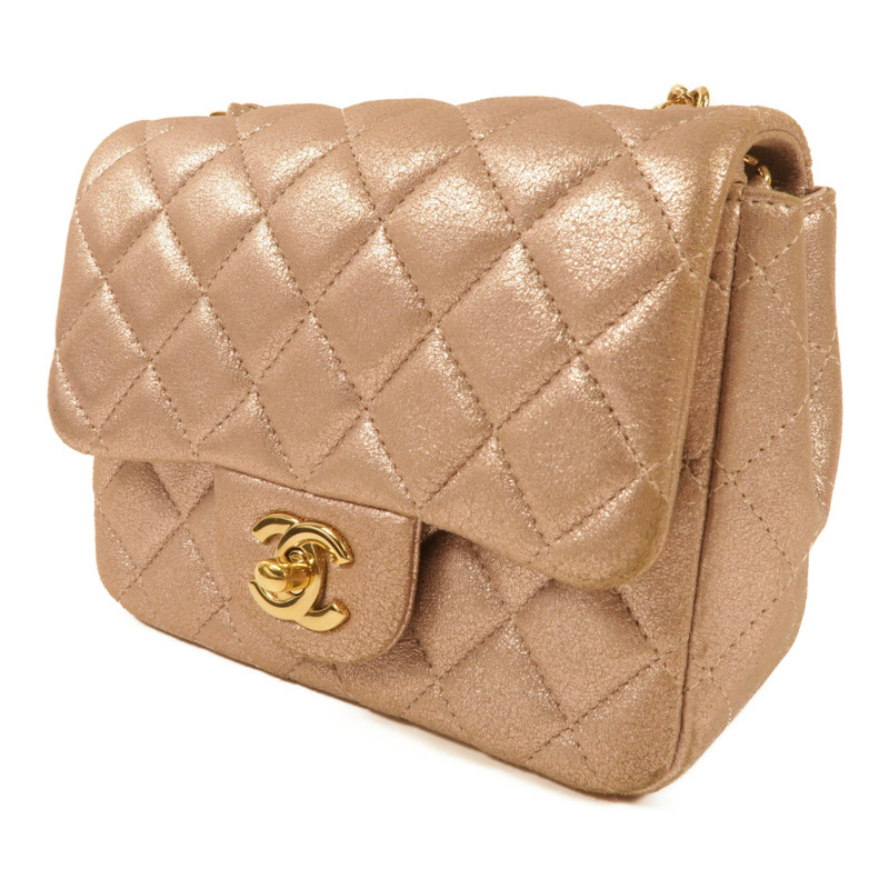 CHANEL 羊皮皮革Mini Classic 17金扣肩背袋-1