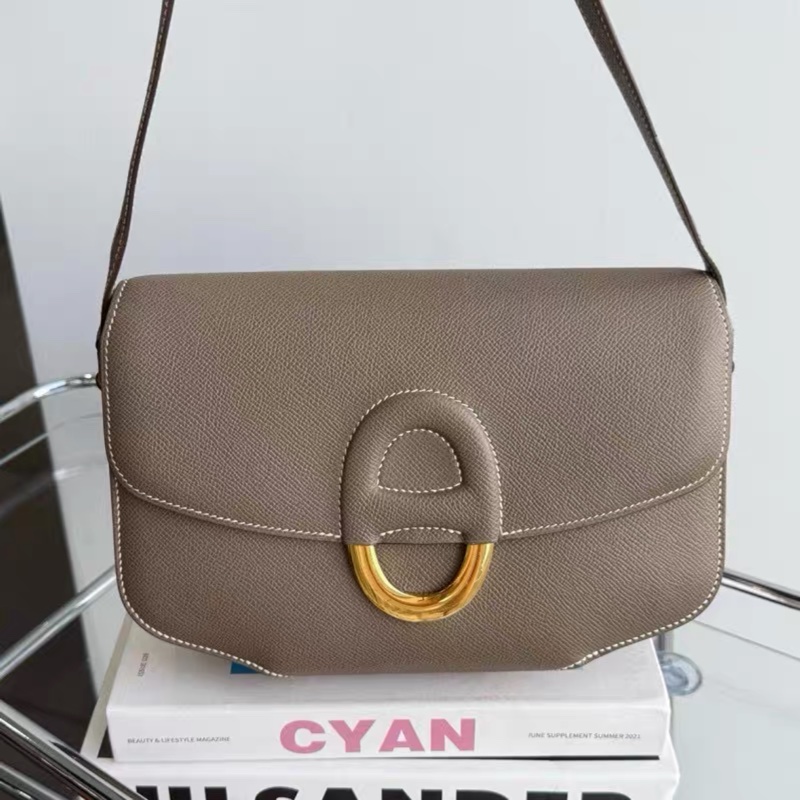 Hermes 愛馬仕cherche-midi25大象灰金扣 Epsom皮  A 刻-0