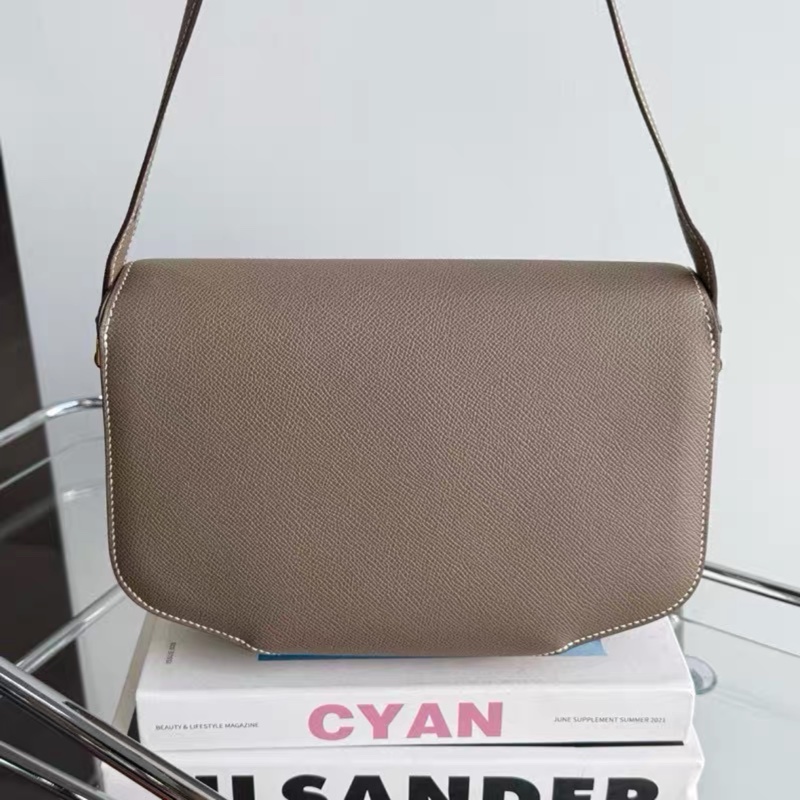 Hermes 愛馬仕cherche-midi25大象灰金扣 Epsom皮  A 刻-1