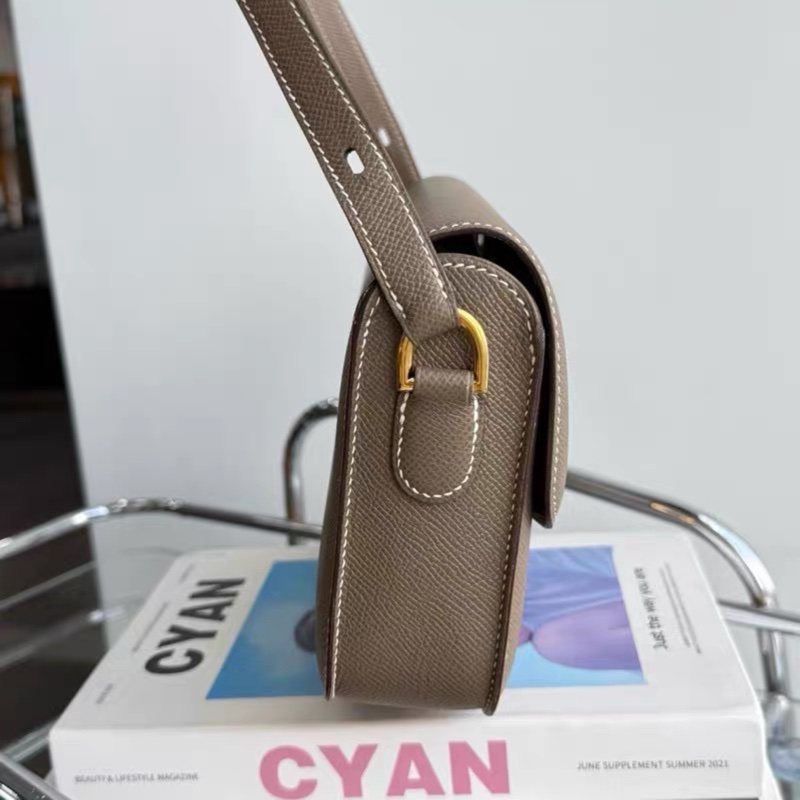 Hermes 愛馬仕cherche-midi25大象灰金扣 Epsom皮  A 刻-5