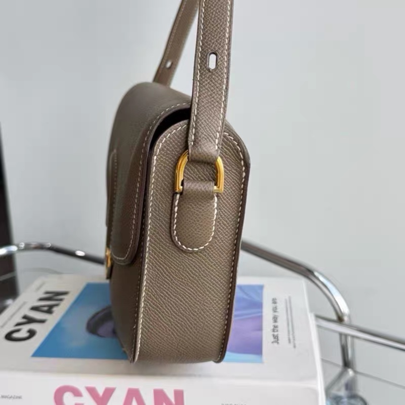 Hermes 愛馬仕cherche-midi25大象灰金扣 Epsom皮  A 刻-6