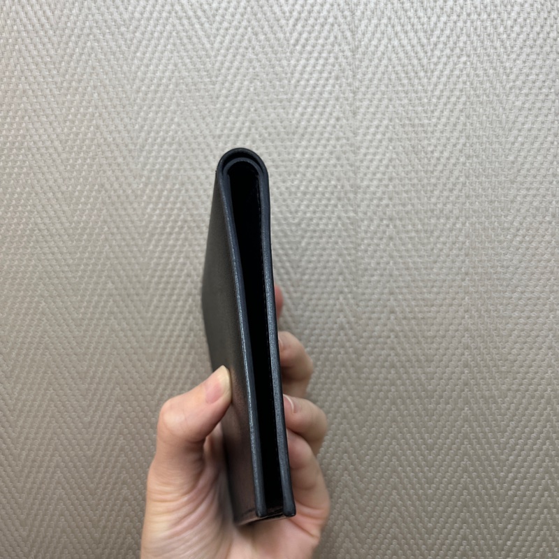 Hermes 黑EverGain皮Citizen Twill藍馬絲巾對開短夾-5