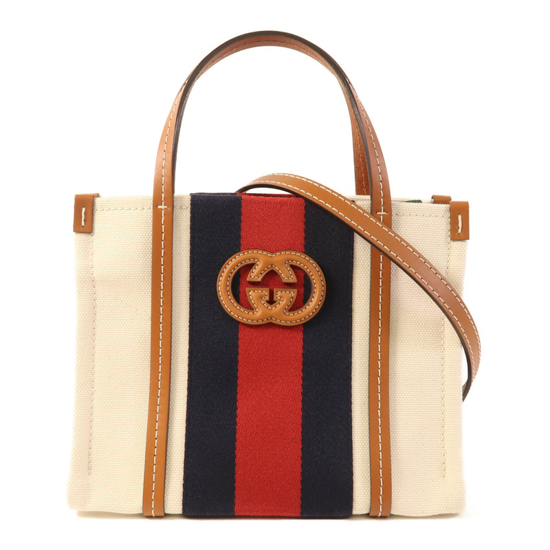 GUCCI 帆布Interlocking Tote金扣手挽肩背兩用袋-0
